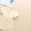 Baby Girl Embroidery Daisy Short-Sleeved Round Collar Dress