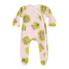 Baby Fruit Graphic Side Full Button Design Long Sleeves Covered Romper Tracksuit