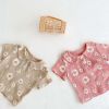 Baby Girl Floral Print Doll Collar Design Neck Buttoned Tops Combo Shorts Sets