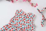 Baby Girl Cherry Print Sleeveless Onesies With Headband