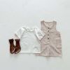 Baby Girls Solid Top Combo Strips Overalls In Sets