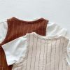 Baby Girls Solid Top Combo Strips Overalls In Sets