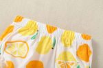 Baby Girl Lemon Fruit Print Sleeveless Dress Combo Short Pants In Sets