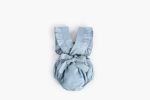 Baby Girl Square Collar Lace Design Denim Fabric Sleeveless Backless Onesies With Bow Decoration