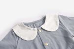 Baby Girl Doll Collar Design Solid Color Long Sleeve Onesies With Buttons