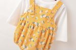 Baby Girl Floral Pattern Sleeveless Back With Short Sleeves Two-Piece Onesies