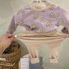 Baby 1pcs Cartoon Funny Cat Pattern Shirt Combo Solid Pants Tracksuit Sets