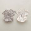 Baby Girl Plaid Polka Dot Pattern Duckling Print Short Sleeved Top Combo Pants Sets