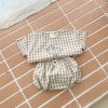 Baby Girl Plaid Polka Dot Pattern Duckling Print Short Sleeved Top Combo Pants Sets