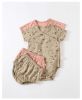 Baby Girls Printed Pattern Diagonal Buckle Design Short-Sleeved Onesies In Summer