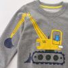 Baby Boy Cat Excavator Print Pattern Grey Hoodie