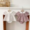 Baby Girl Doll Collar Floral Print Dress Combo Floral Print Shorts In Sets Summer Outfit Wearing