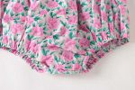 Baby Girl Floral Print Pattern Lace Collar Patchwork Baby Onesies Short Sleeve