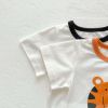 Baby Girl Cartoon Animal Print Round Collar Short-Sleeved Onesies