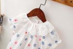 Baby Girl Floral Print Ruffles Collar Short-Sleeved Onesies