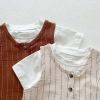 Baby Girls Solid Top Combo Strips Overalls In Sets