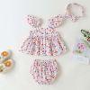 Baby Girl Little Floral Print Sleeveless Dress Combo Short Pants In Sets