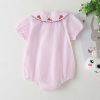 Baby Girl Embroidered Pattern Bubble Sleeve Design Short-Sleeved Cardigan Onesies