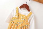 Baby Girl Floral Pattern Sleeveless Back With Short Sleeves Two-Piece Onesies