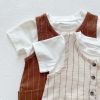 Baby Girls Solid Top Combo Strips Overalls In Sets