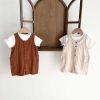 Baby Girls Solid Top Combo Strips Overalls In Sets