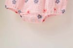 Baby Girl Floral Print Ruffles Collar Short-Sleeved Onesies