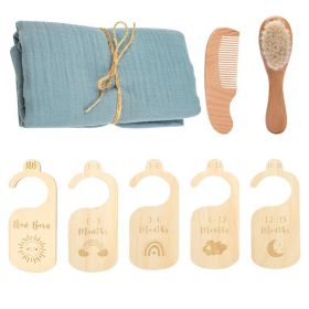 Baby Born Gift Set Wool Brush Baby Skin-friendly Bath Towel Baby One Month Old One Hundred Days Gift Box (Option: A Blue Suit)