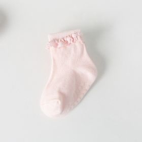 Children's Non-slip Spring And Autumn Cotton Socks (Option: Pink Tablet Lace-S)