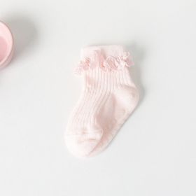 Children's Non-slip Spring And Autumn Cotton Socks (Option: Pink Blype Lace-L)