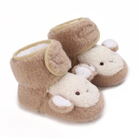 0-12 Months Old Male And Female Baby Thickened Non-slip Cartoon Cotton Shoes (Option: Apricot-Inner Length 13cm)